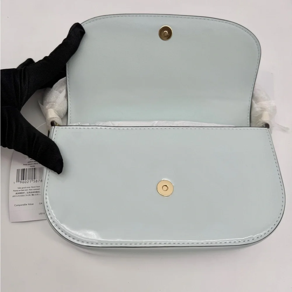 Kate Spade Krista Patent Chain Crossbody Hazy Morning Blue Gold